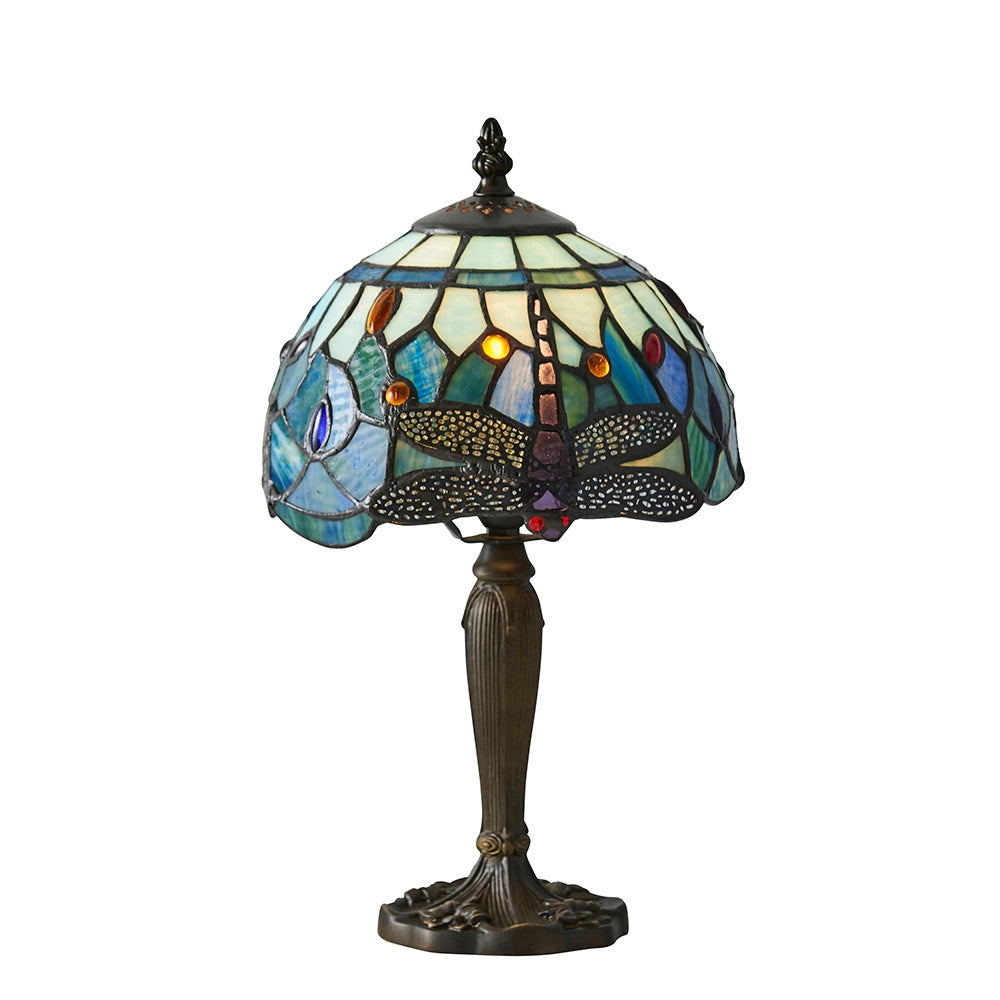 Lampada da tavolo Tiffany Dragonfly blu-verde E14 40W
