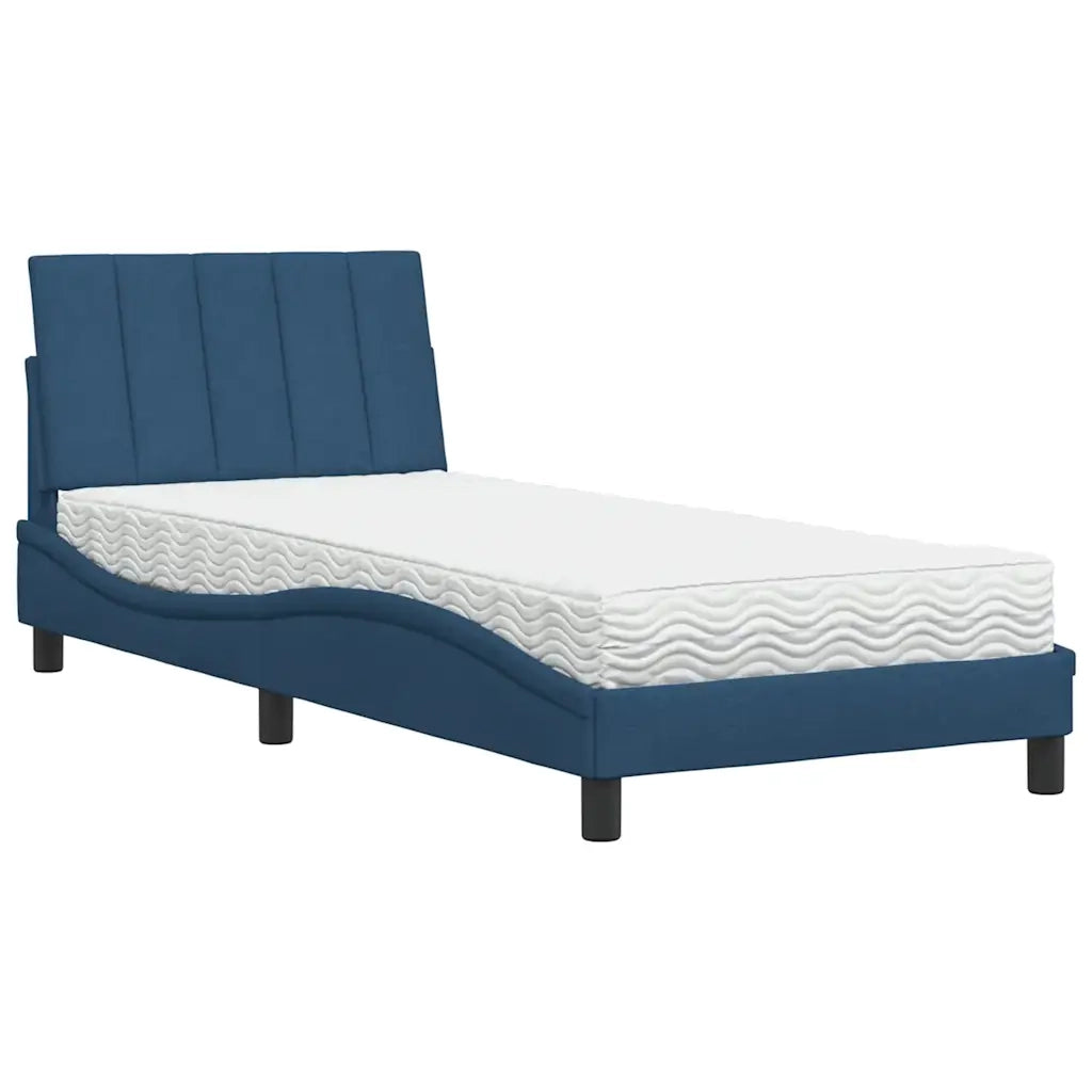Letto con Materasso Hanko Blu 90x200 cm in Tessuto