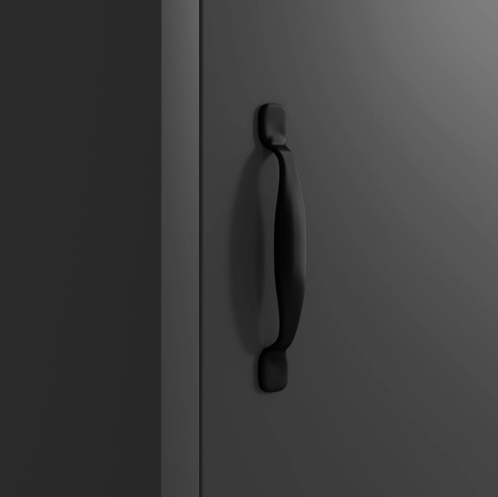 Mobile bagno 38x26x172.5 cm con cassetti e ripiani regolabili in MDF nero