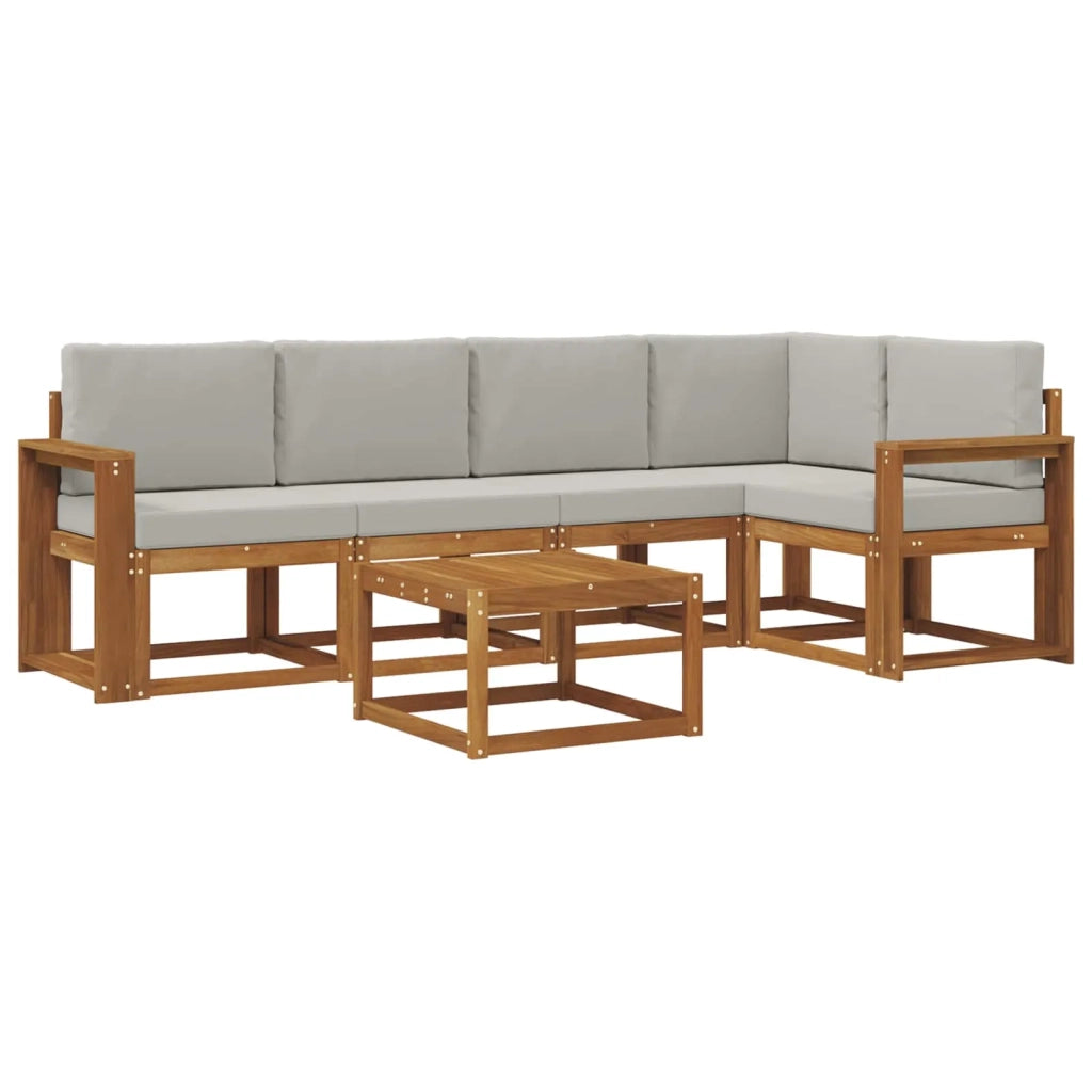 Set di divani da esterno 6 pcs Grigio Naturale e Chiaro 3366434