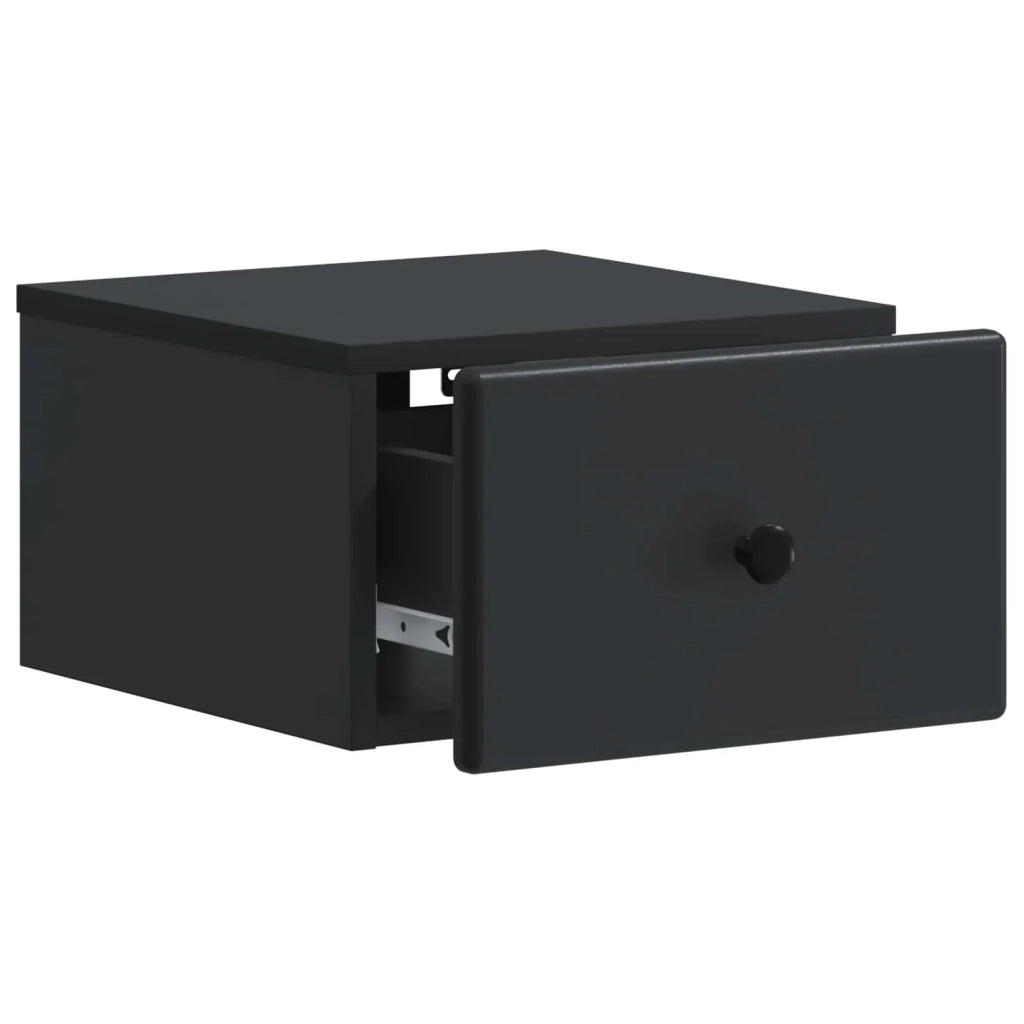 Set di 2 Comodini | Armadio da Notte | Mobiletto da notte a muro Nero 34,5 x 33 x 20 cm