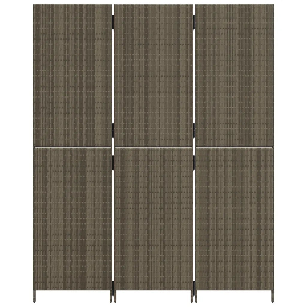 Divisorio per Ambienti a 3 Pannelli Grigio in Polyrattan 365342