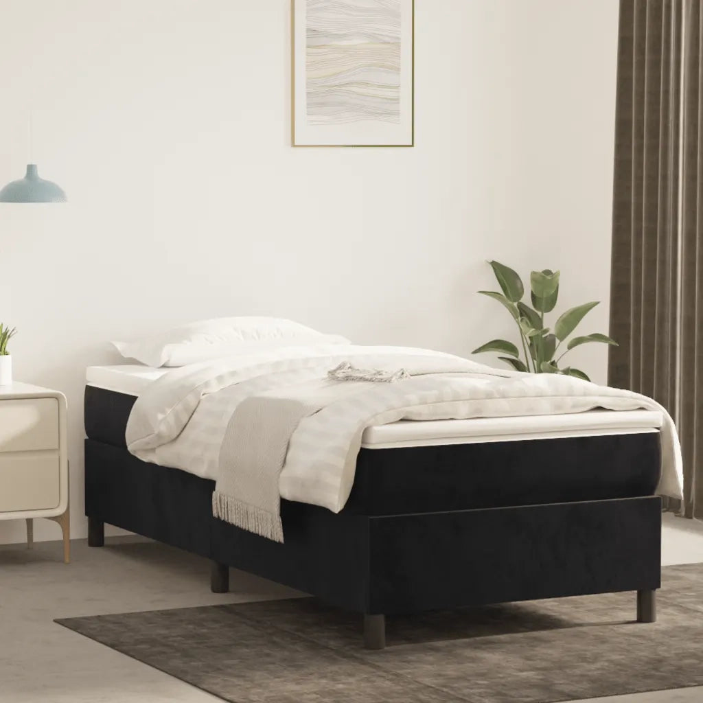 Letto singolo | Letto per adulti | Struttura Letto a Rete a Molle Nero 90x190 cm in Velluto