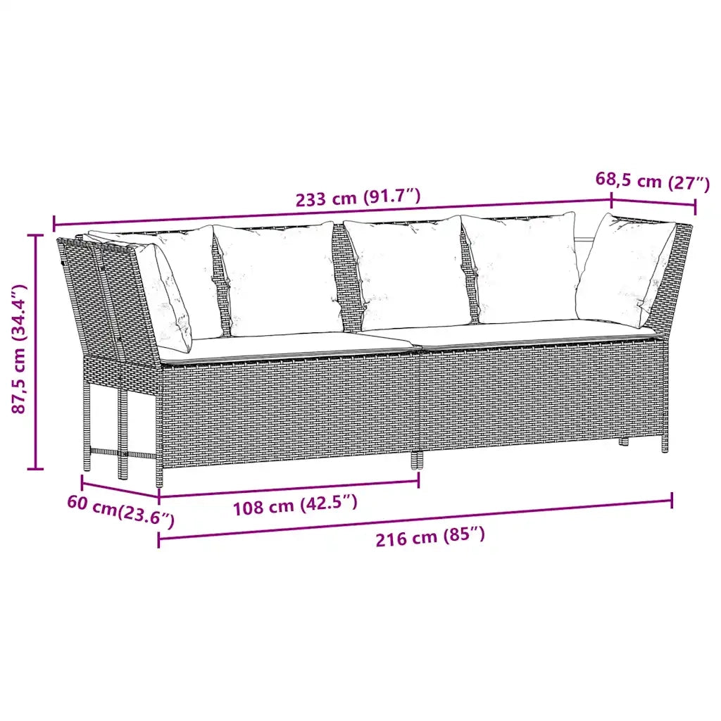 Divano da Giardino con Cuscini-Sofa da Giardino-Divano da esterno in Polyrattan Beige 421061