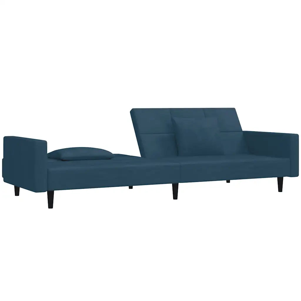 Divano letto | Sof¨¤ letto | Letto singolo a 2 Posti con 2 Cuscini Blu in Velluto