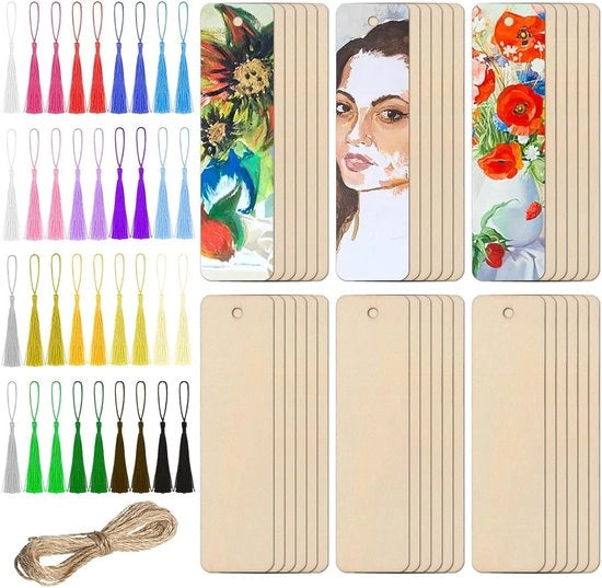 Wijzers in legno per decorazioni - set da 36 - bianco
