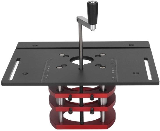 Kit di sollevamento manuale per tavolo di lavoro - Sistema di sollevamento per frese - Nero - Tavolo di lavoro per frese - Piattaforma di inizio - Adatto per piastre di frese - Nero