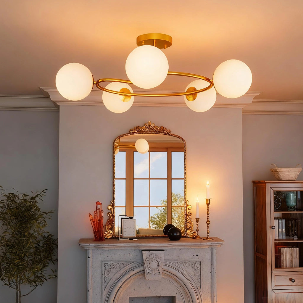 Lampadario a soffitto moderno ¨C zephmum ¨C 5 luci G9, dorato e bianco