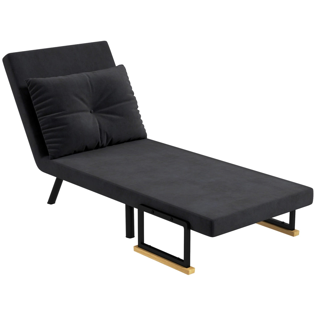 Poltrona Letto Reclinabile con Cuscino ¨C Minimal ¨C Nero 63x73x81 cm