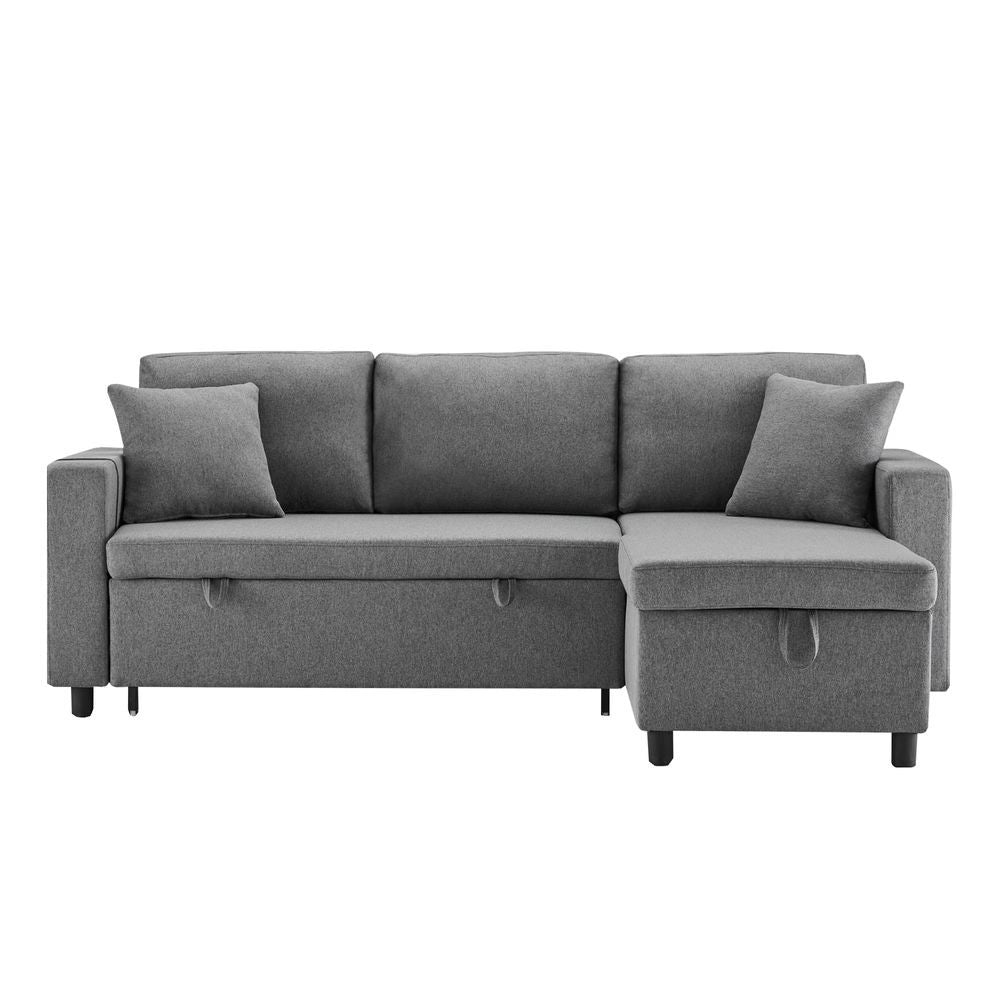Divano letto angolare - Xylo - Forma L, chaise longue reversibile, grigio