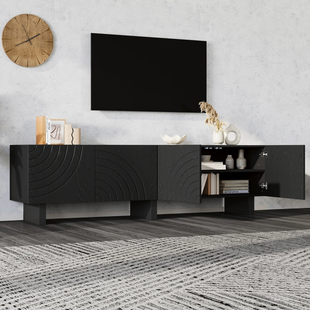 Cassettiera per TV nera in truciolare lunghezza 180 cm