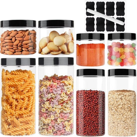 Contenitore a muro per cucina, contenitore a muro per cucina con set di coperchi (0,2L + 0,4L + 0,5L + 1L), contenitore a muro per cucina, contenitore a chiusura ermetica per conservazione di cereali, farina, zucchero e granola in cucina