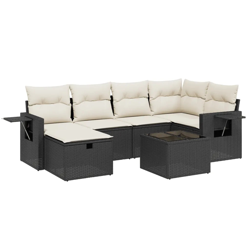 Set Divani da Giardino con Cuscini 7pz Nero Polyrattan 3263802