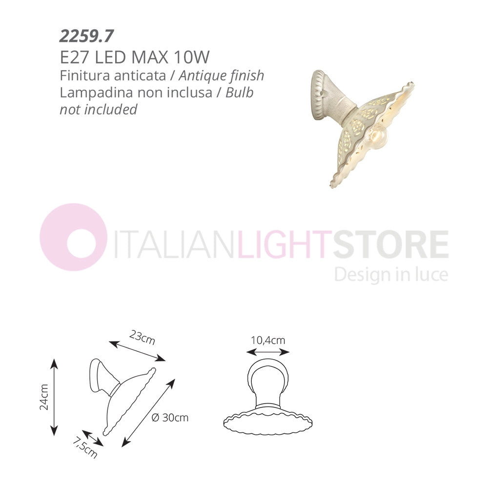 MERLETTO MATT Applique con Base Obliqua e Paralume Ceramica Anticata Ø30