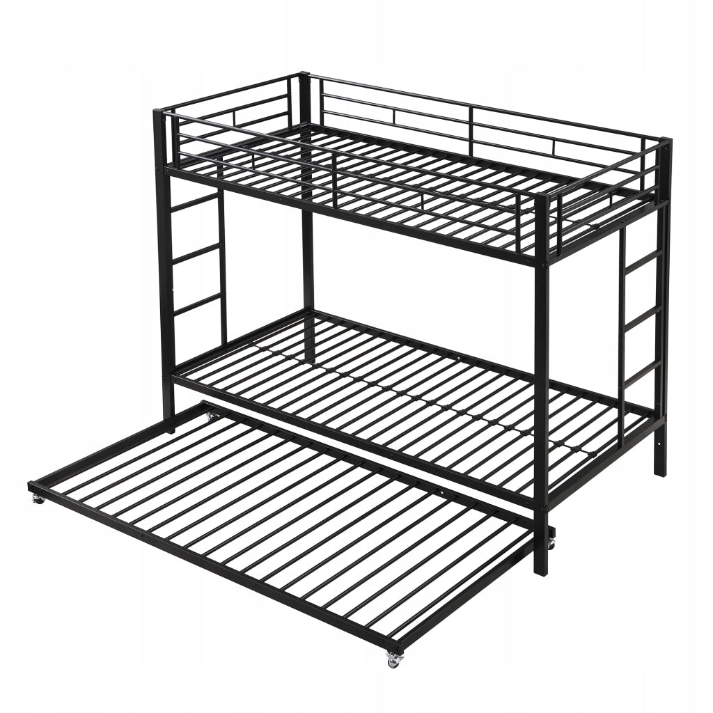 Letto a castello 90x200 - Xylo - Nero con letto estraibile