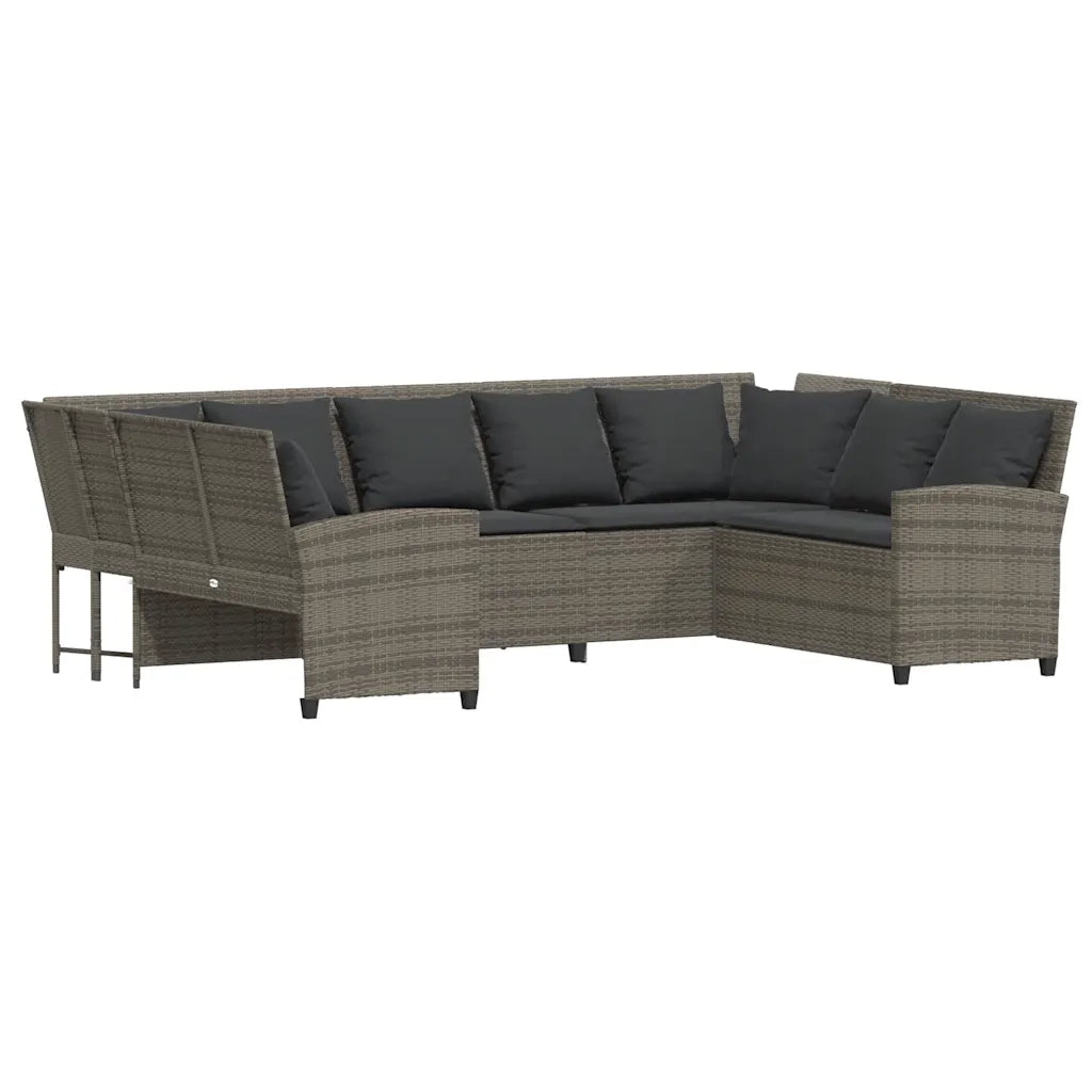 Divano da Giardino con Cuscini in Polyrattan Grigio 3365331