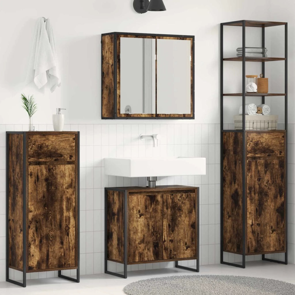 Set di mobili per il bagno Rovere fumé Legno multistrato 3403054