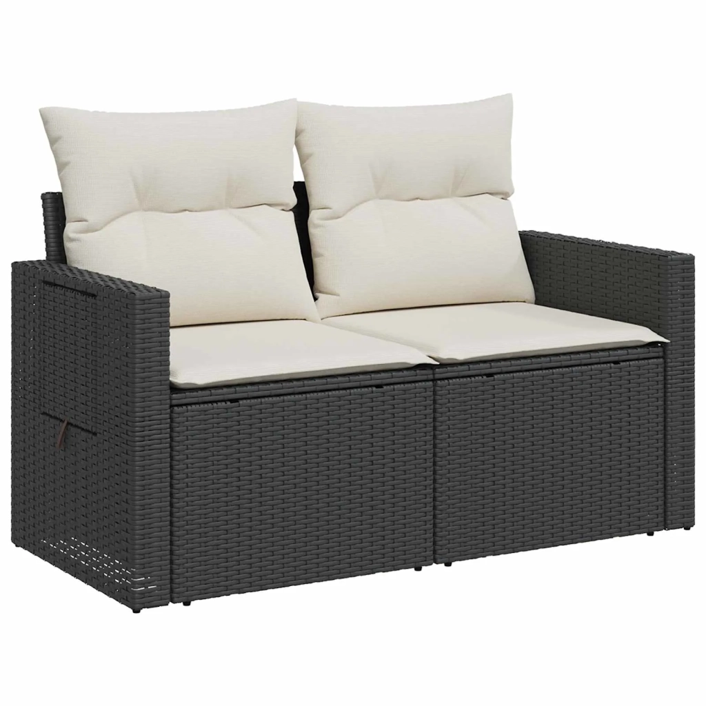 Set di divani 8 pz Nero e Bianco Crema 3448375