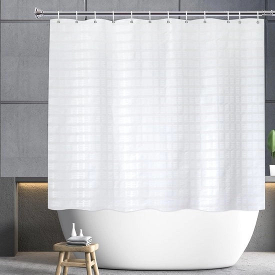 Douchegordijn corto - schiuma resistente - 1 pezzo - bianco - 180 x 150 cm