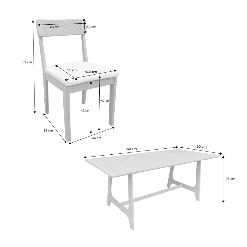 Set tavolo da giardino in legno di acacia con 6 sedie, marrone
