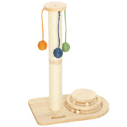 Gioco per Gatti con Graffiatoio e Palline ¨C Minimal ¨C Legno Naturale 56,5 cm
