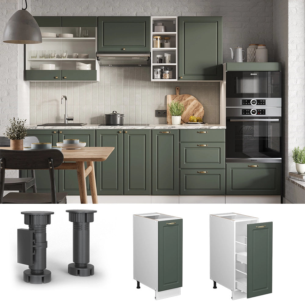 Vicco Armadio cucina dispensa alto Verde-oro Country House 30 cm senza piano di lavoro