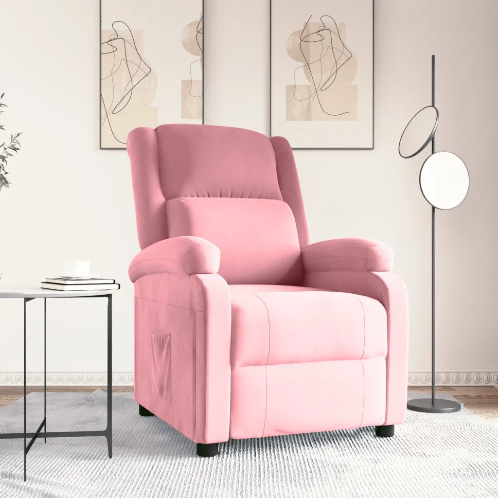 Poltrona Reclinabile Rosa in Velluto