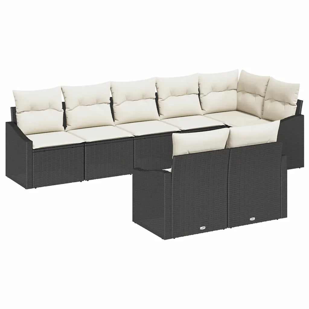 Set Divano da Giardino 8 pcs Nero e Bianco polyrattan 3355436
