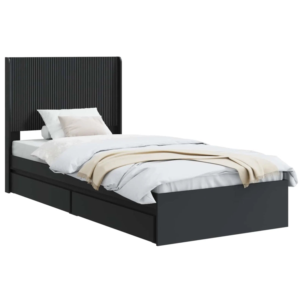 Struttura del letto con stoccaggio e testata Nero 90 x 190 cm 3414062
