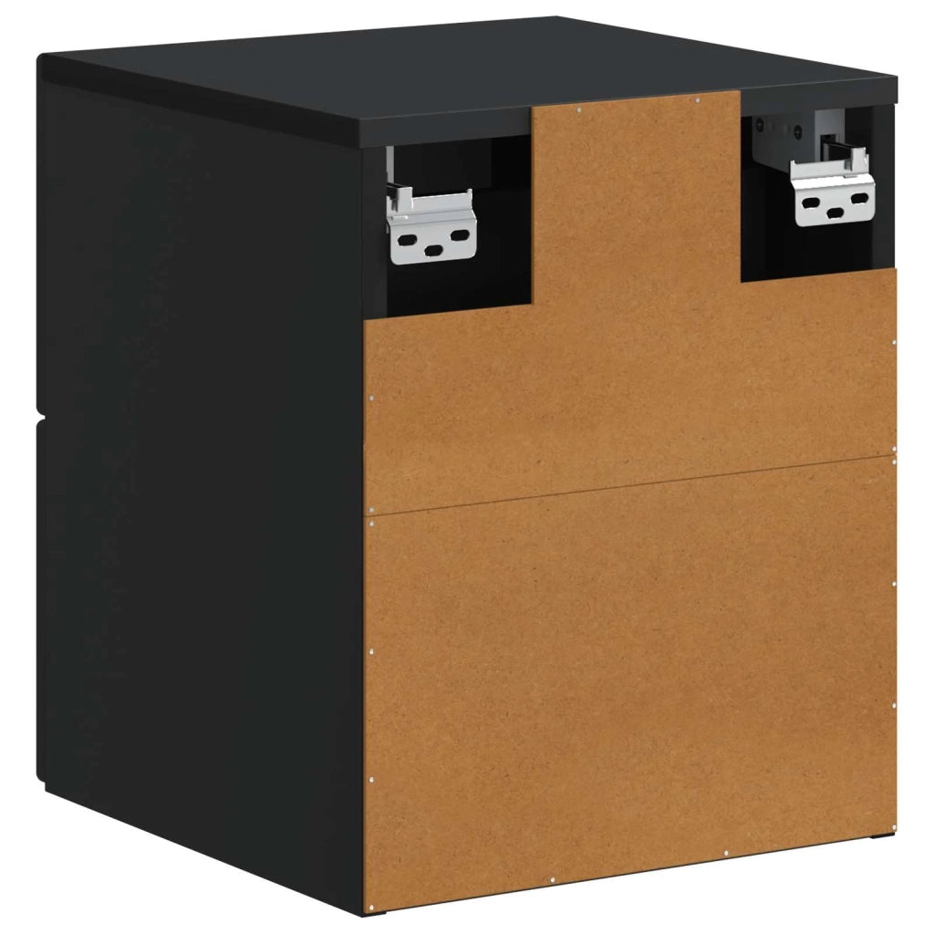Set di 2 Comodini | Armadio da Notte | Mobiletto da notte a muro Nero 34,5 x 33 x 40 cm