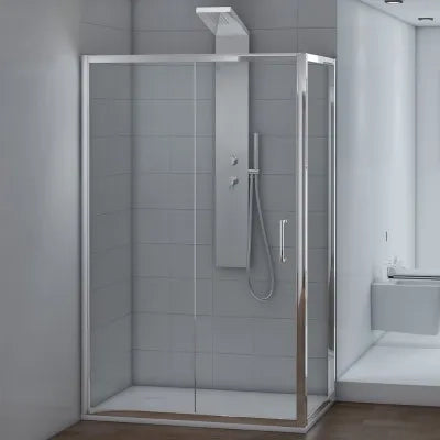 Box doccia angolare 70x140 cm scorrevole in cristallo trasparente Ted