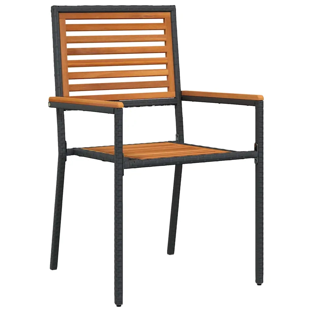 Set da Pranzo per Giardino 5 pcs Nero Legno di Acacia Massello