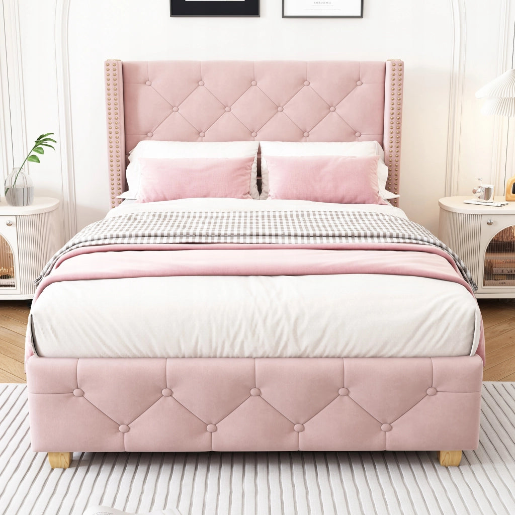 Letto imbottito 90x200 - Xylo - rosa velluto