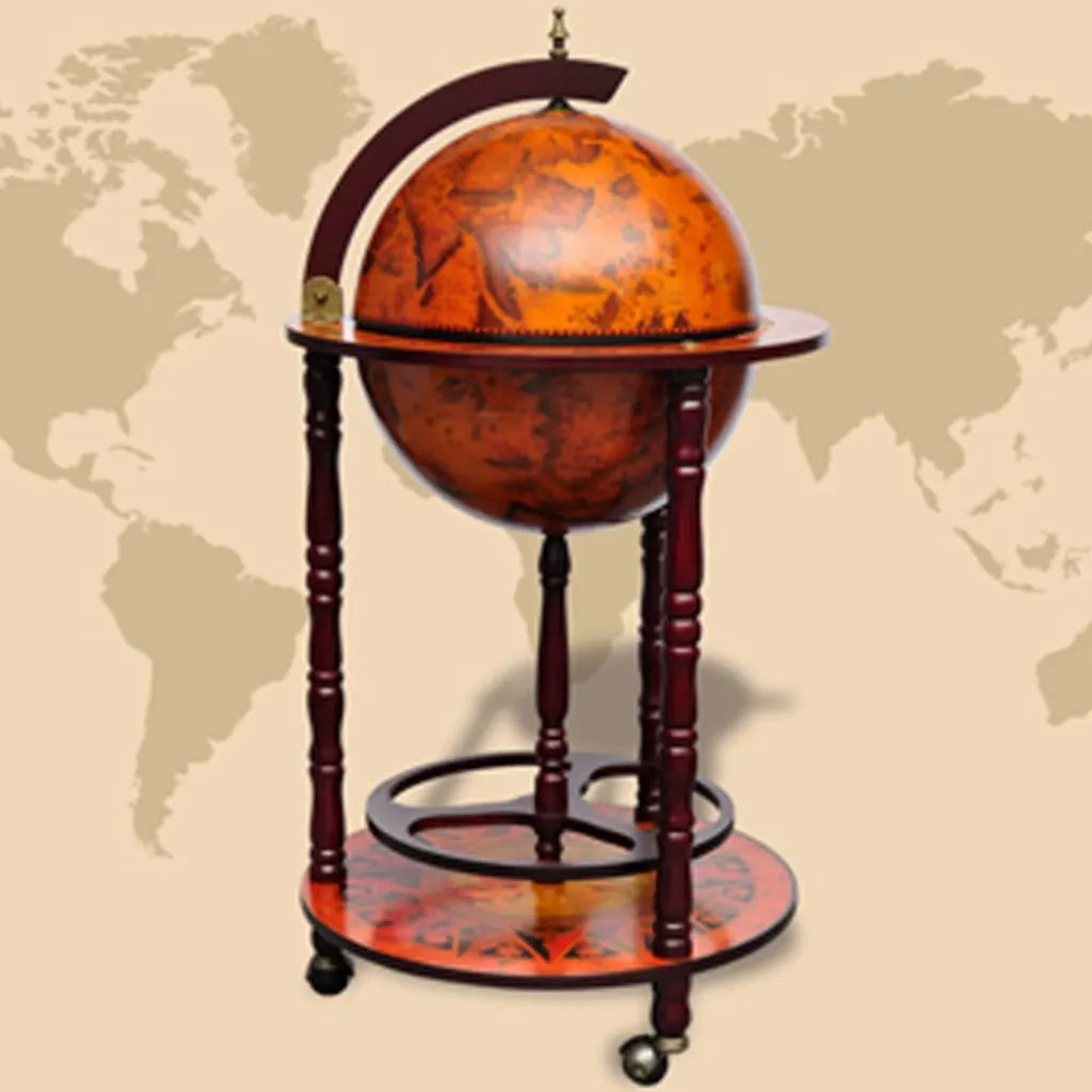 Minibar a Forma di Globo con Supporto in Legno di Eucalipto 60774