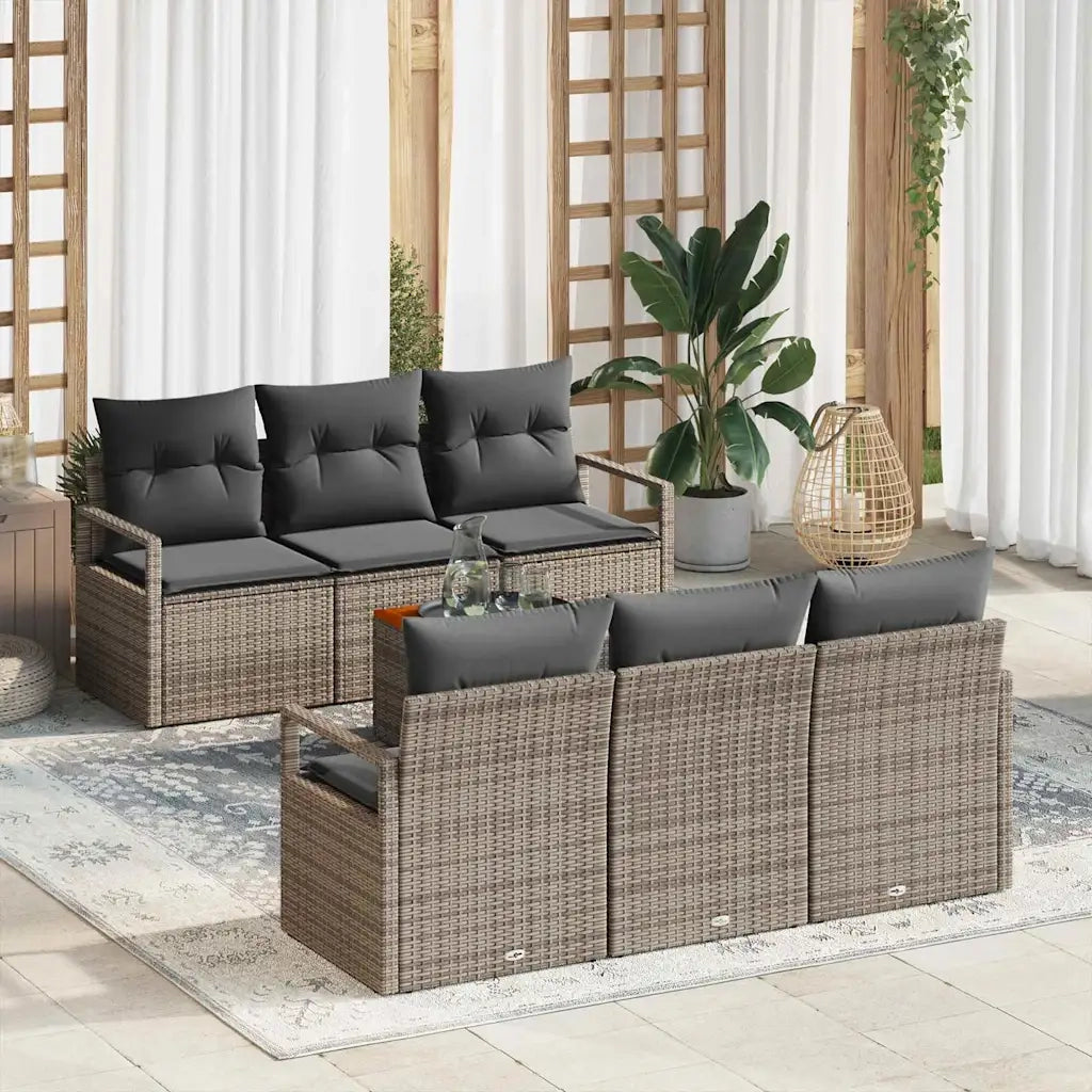 Set Divano da Giardino 7 pcs Grigio polyrattan 3356319