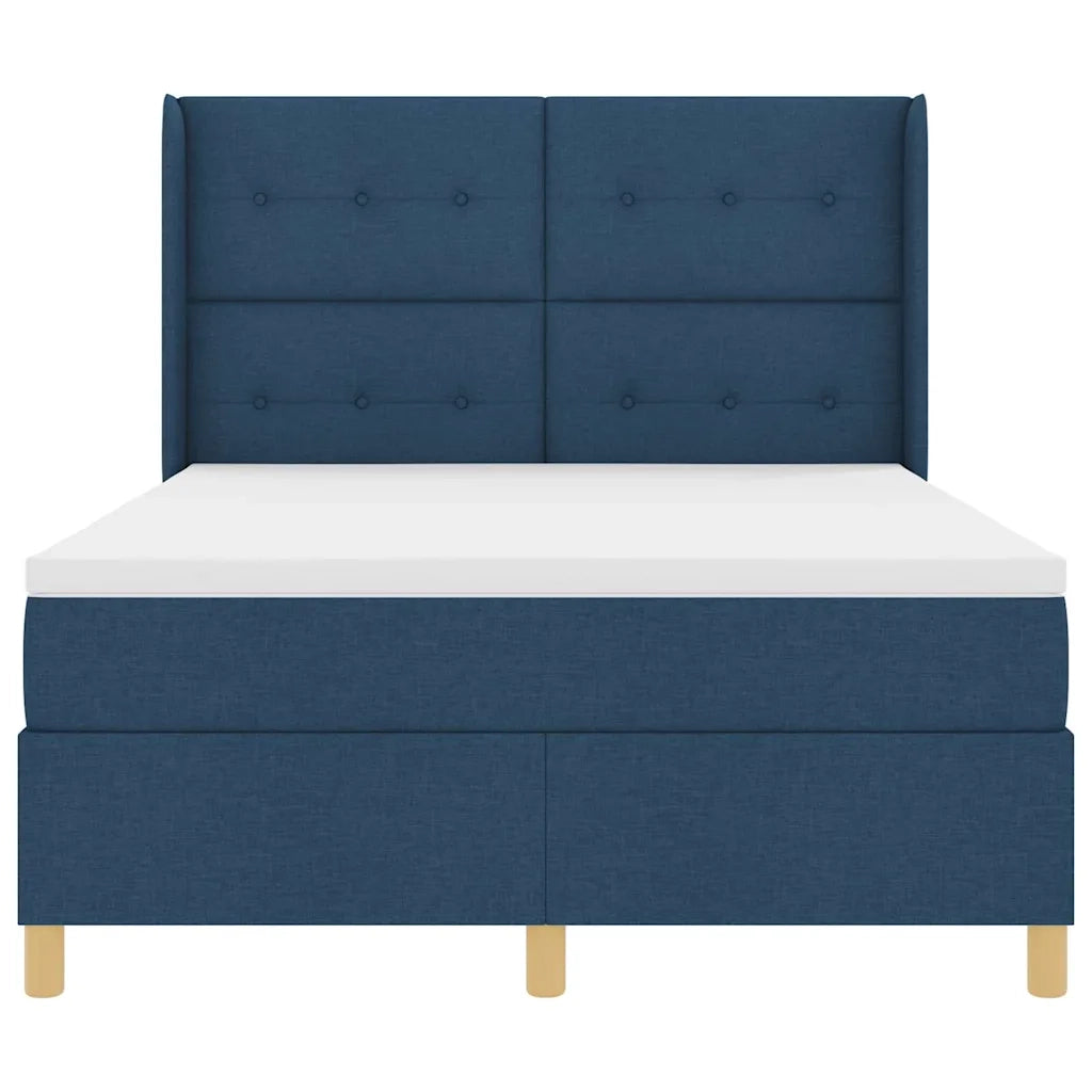 Letto a molle con materasso Blu 160 x 200 cm Tessuto
