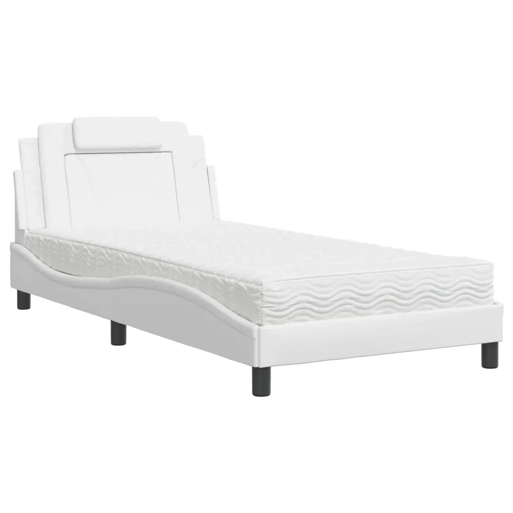 Letto Viana con Materasso Bianco 100x200 cm in Similpelle