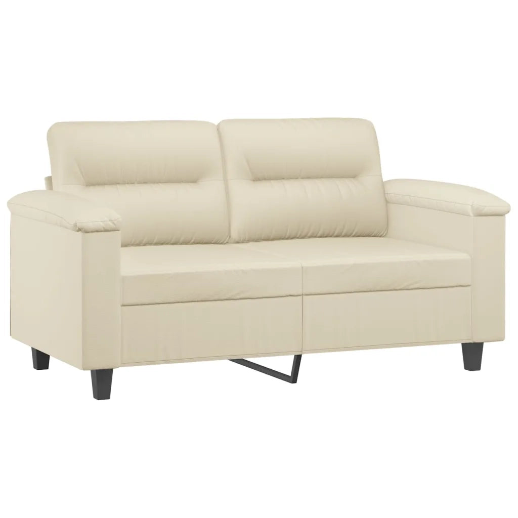 Set di Divani 3 pz con Cuscini Crema in Similpelle
