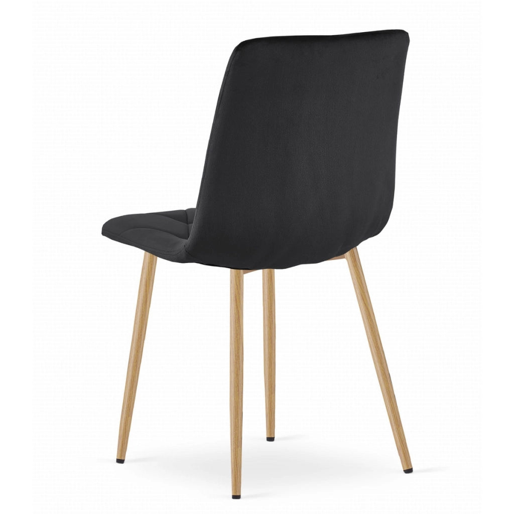 Sedia Libra in velluto nero con gambe effetto legno