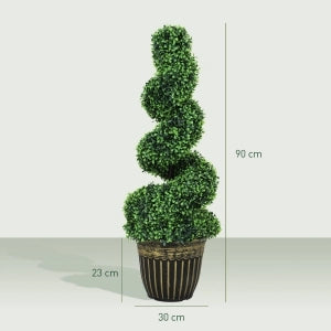 PIANTA ARTIFICIALE Bosso 90 cm Verde Set da 2 per interno ed esterno