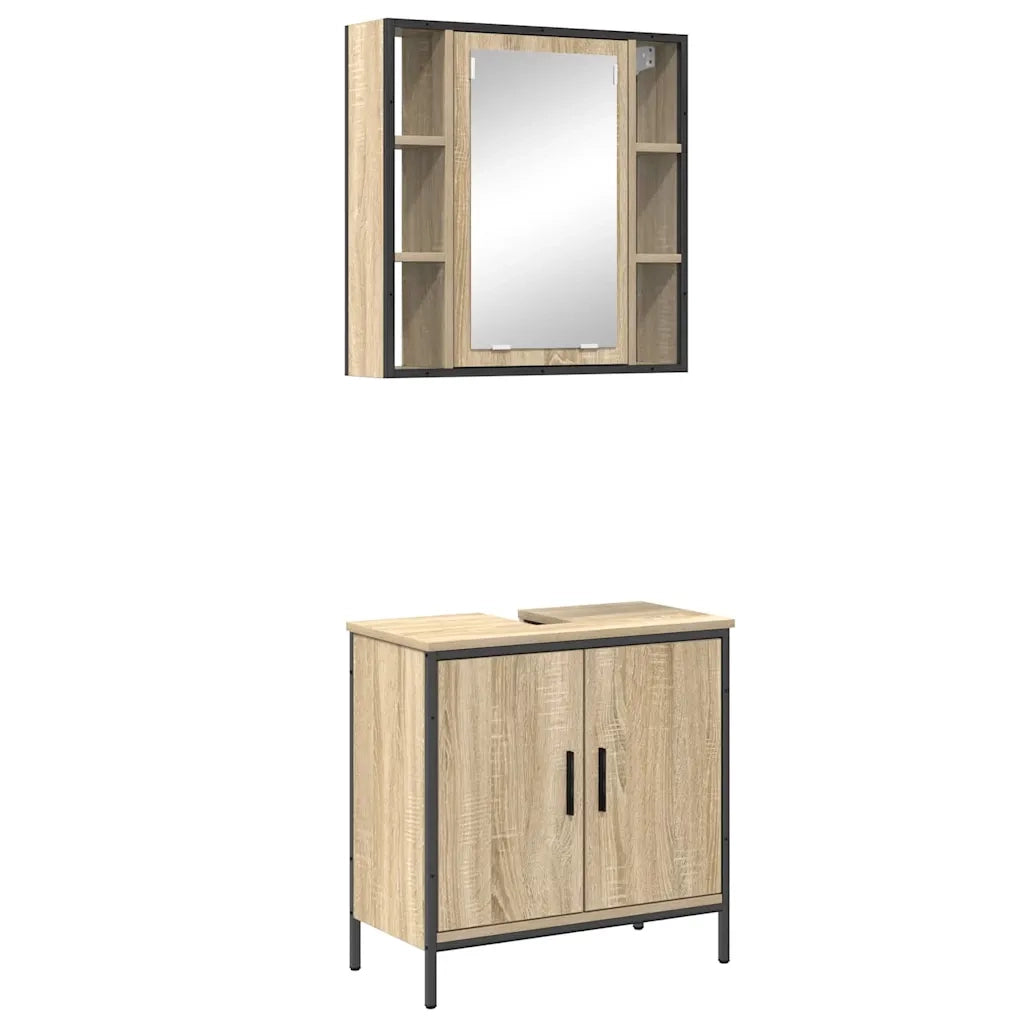 Set di mobili per il bagno 2 pcs Marrone Legno multistrato 3345128