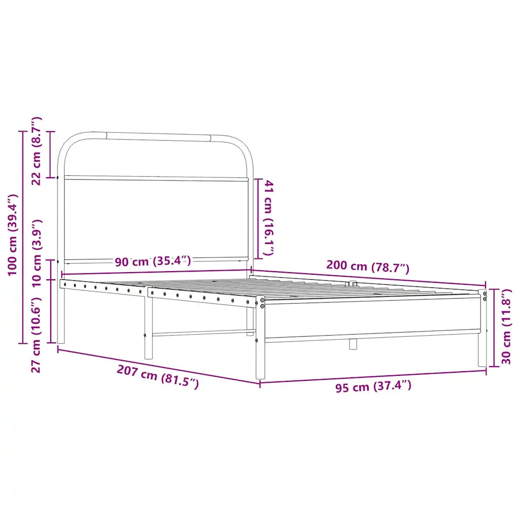 Giroletto senza Materasso-Struttura Letto Rovere Sonoma 90x200 cm in Truciolato 914038