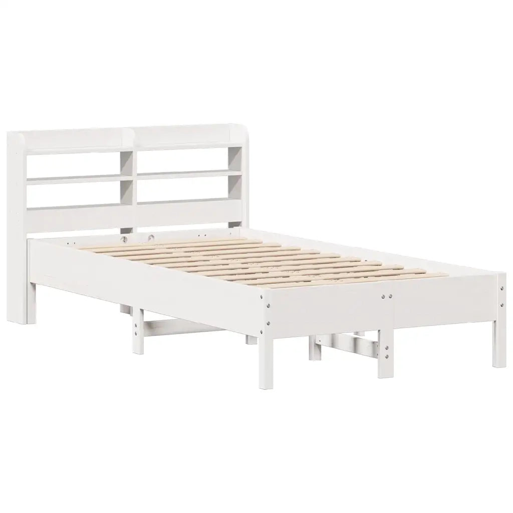 Letto senza Materasso-Struttura Letto Bianco 75x190 in Legno Massello di Pino 449518