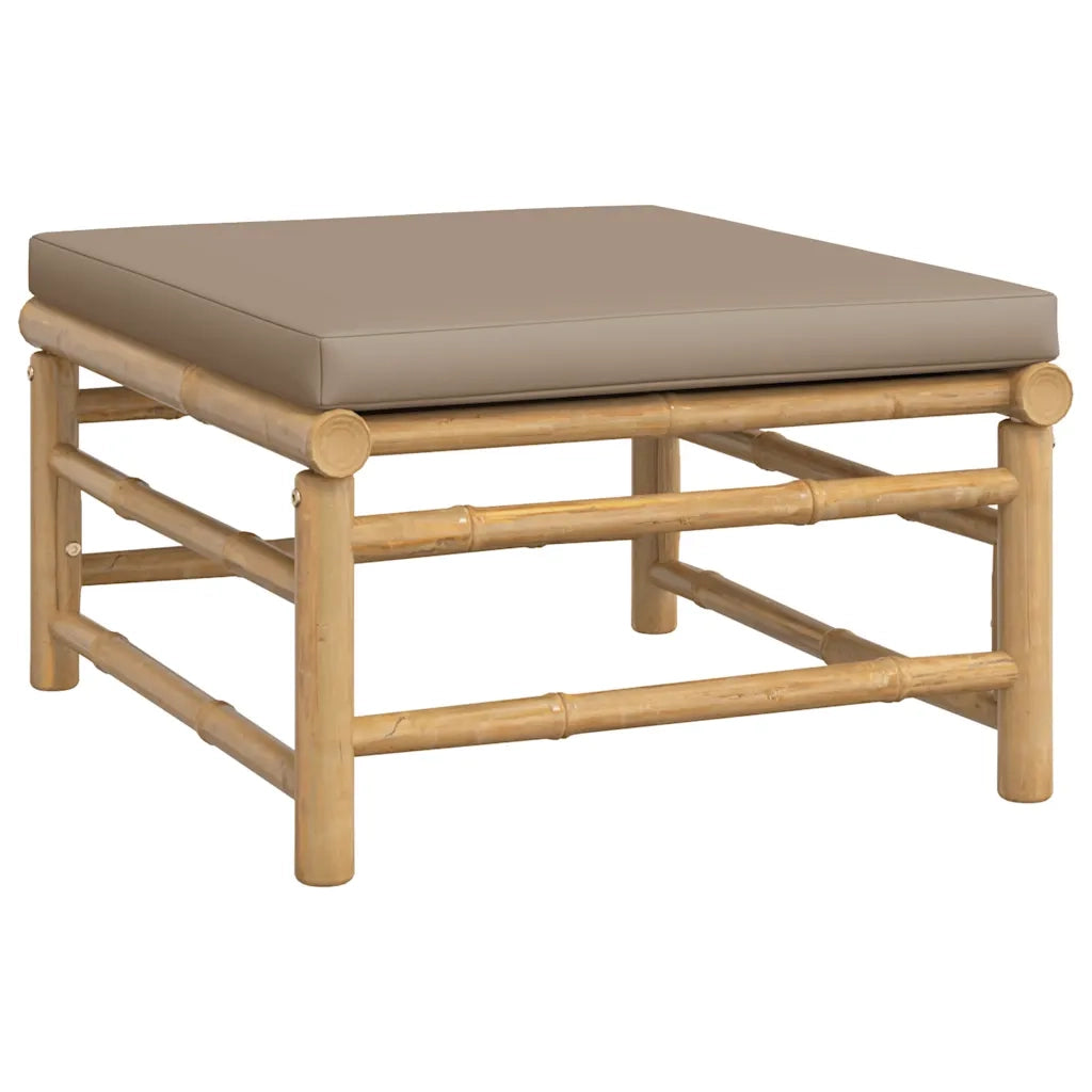 Set Salotto da Giardino 3pz con Cuscini Tortora Bambù 362283