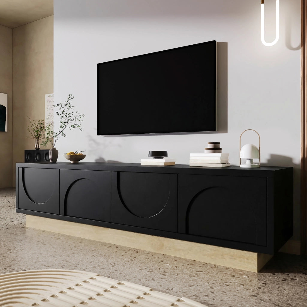 Cassettiera per TV nera in MDF lunghezza 175 cm