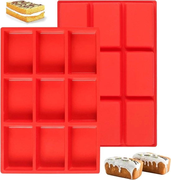 Mini forme per torte di pane e brodo in silicone, 2 pezzi, 9 cavità