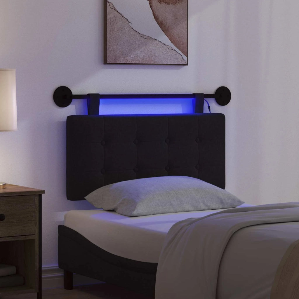 Testiera | Testata sospesa Con luce LED Nero Tessuto