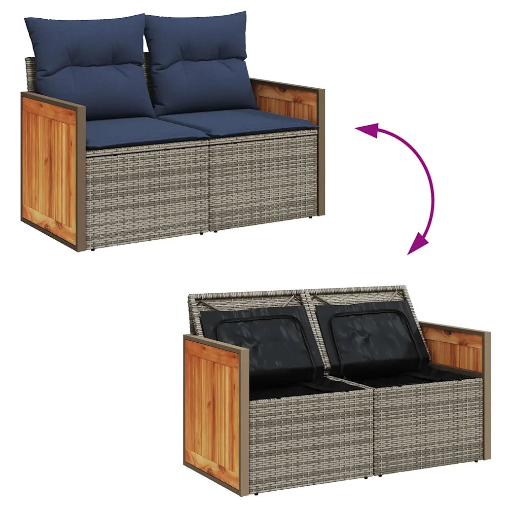 Set Divano da Giardino 8pz con Cuscini Grigio Polyrattan Acacia 3327687