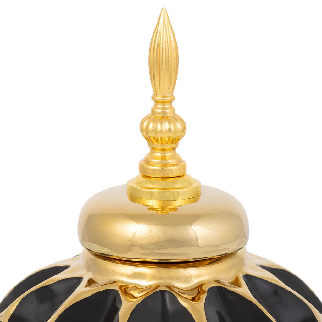 Vaso in ceramica nera e oro, D16,5x23,5h cm