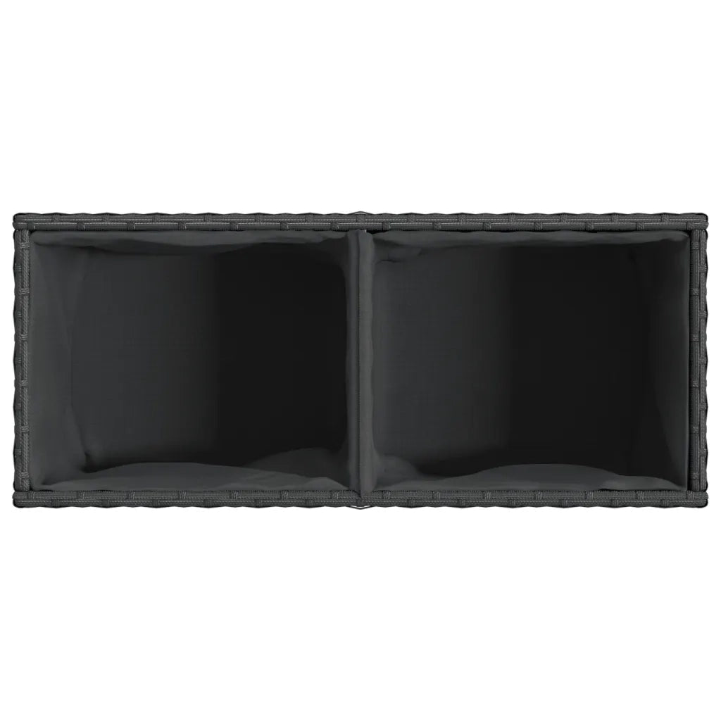 Fioriera da Giardino con 2 Vasi Nera 72x30x32 cm in Polyrattan 366422